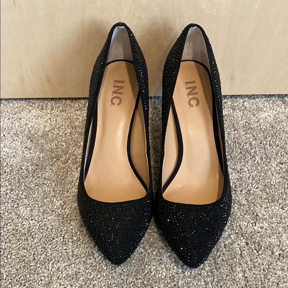 INC International Concepts Women's Black Sparkle Heels